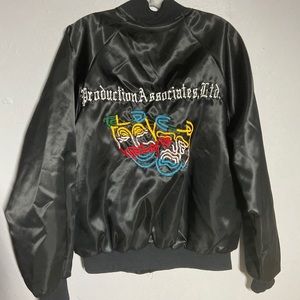 Vintage Black Satin Jacket sz L Production Associates